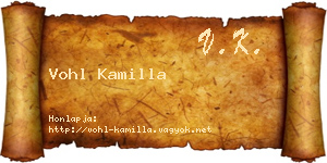 Vohl Kamilla névjegykártya